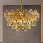 Elegant Golden Glass Chandeliers: Perfect for Dining Rooms